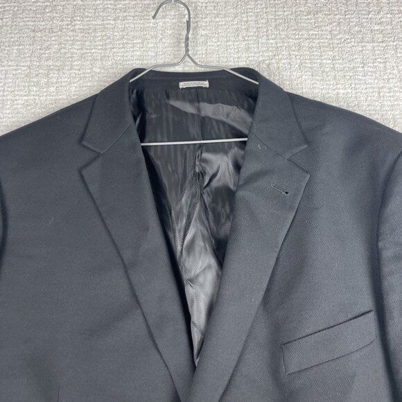 Joseph Abboud Blazer Men 54R Black Flannel Super 110 Reda Italy Wool read* - Picture 2 of 16